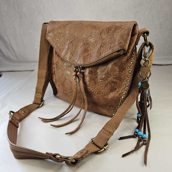The Sak Handbags - The Sak Brown Embossed Crossbody Bag with Tassel